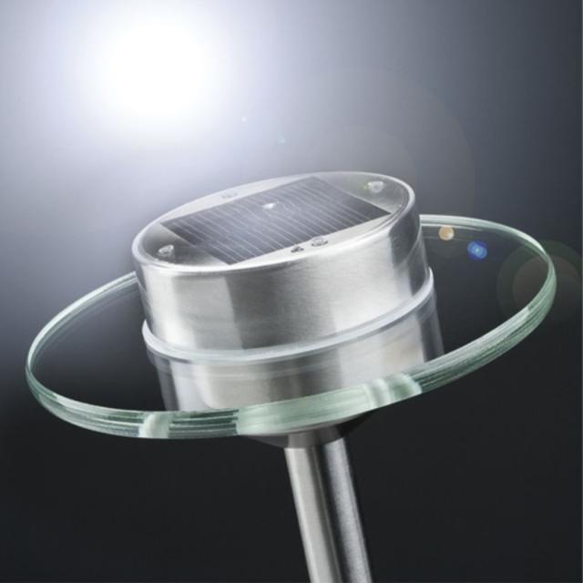 Borne solaire ufo ip44 led 0,2w acier/verre