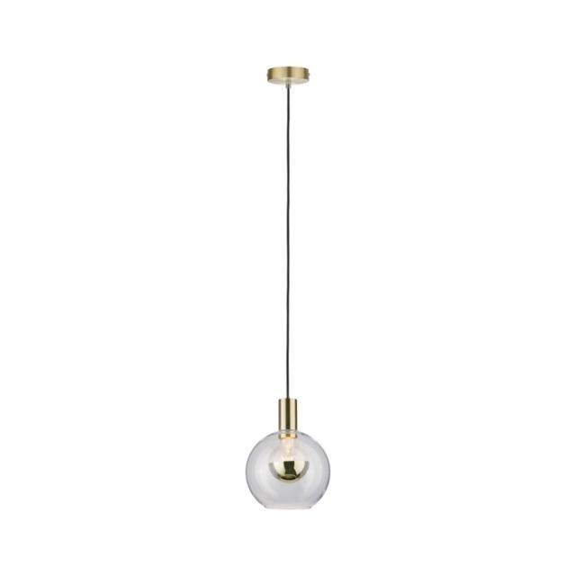 Suspension LED Esben E27 max20W D200mm verre/métal Clair/laiton brossé sans amp