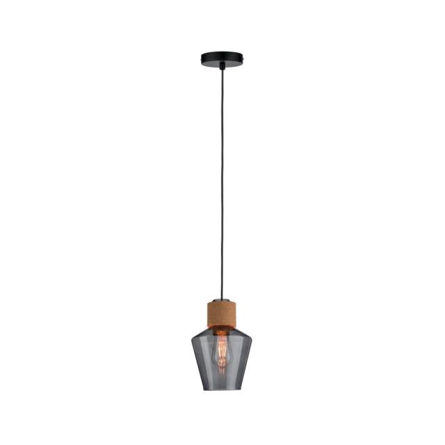 Suspension LED Edla E27 max20W Verre/Liège liége/noir 230V sans ampoule