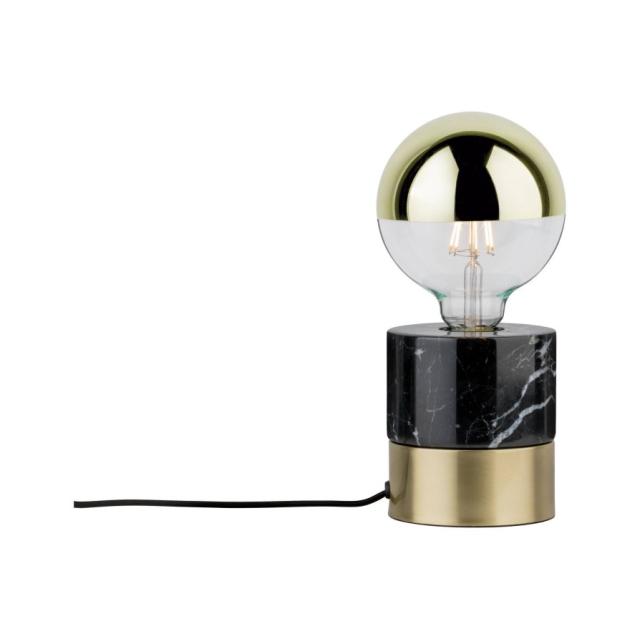 Lampe à poser LED Vala E27 max20W métal/marbre Laiton brossé/noir sans ampoule