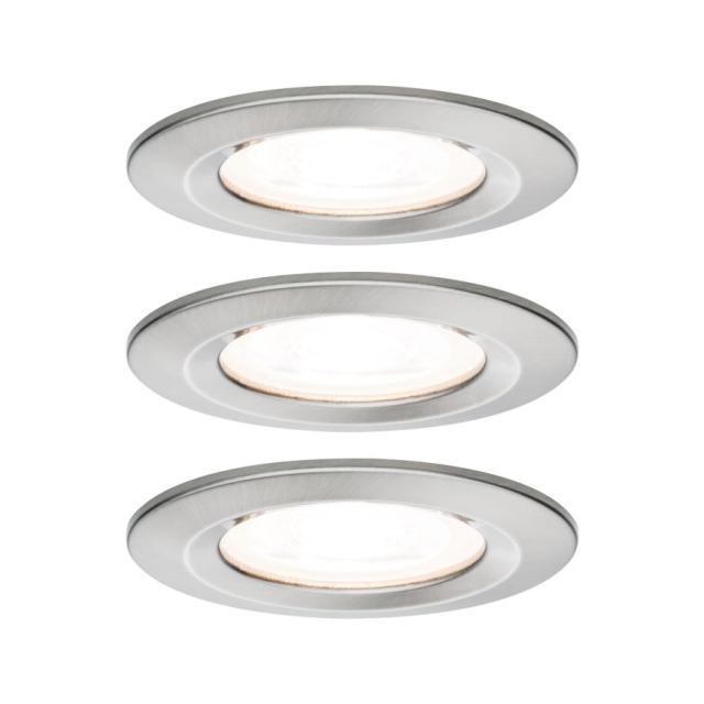 Encastré Nova fixe D.78mm GU10 x3 6,5W 460lm 2700K alu acier brossé 230V IP44