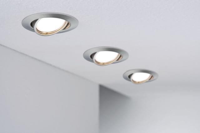 Encastré Base orient 20° D.90mm GU10 x3 4,5W 350lm 3000K métal acier brossé 230V