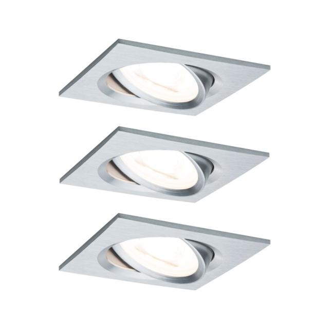 Encastré Nova orientable 50° 84x84mm GU10 x3 6,5W 460lm 2700K alu tourné 230V