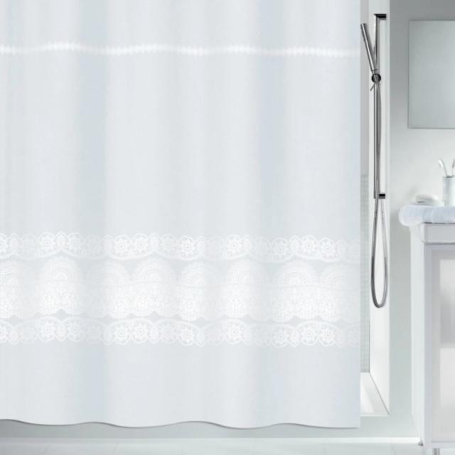 Rideau de douche 180x200cm broderie blanc