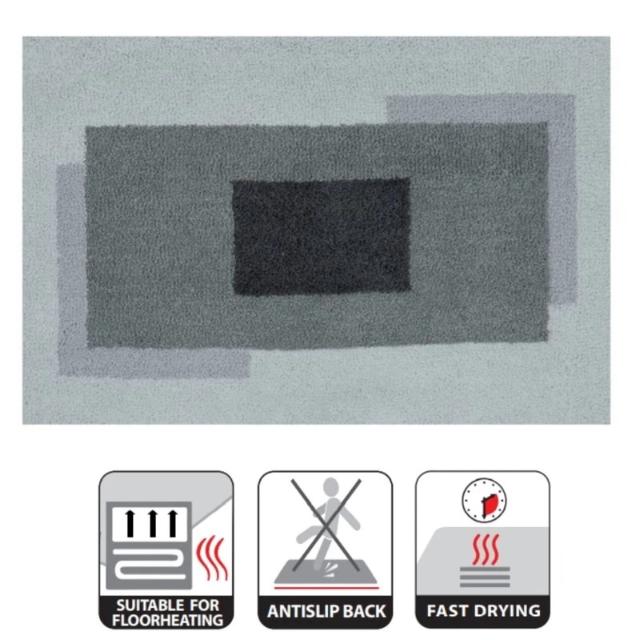 Tapis de bain 60x90 anela gris