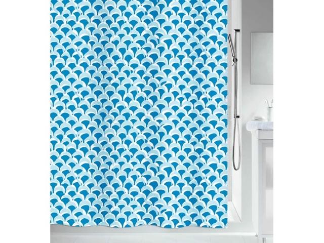 Rideau douche textile 180x200 wave bleu