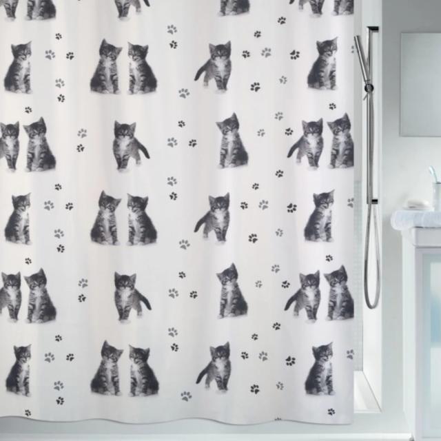 Rideau dche textile 180x200 kitty paw gris