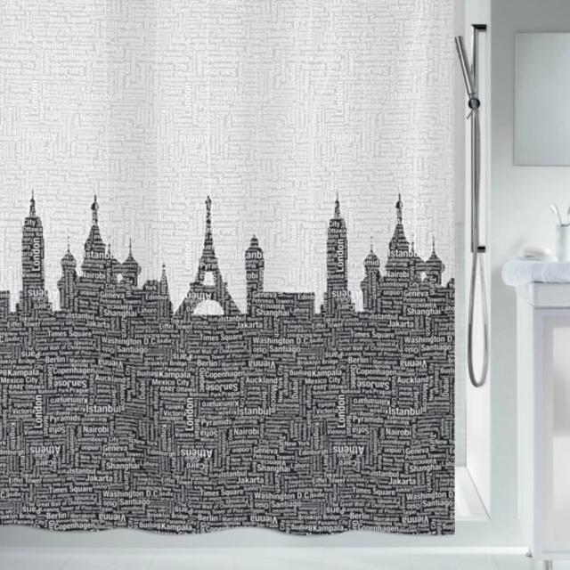 Rideau douche textile 180x200 urban noir