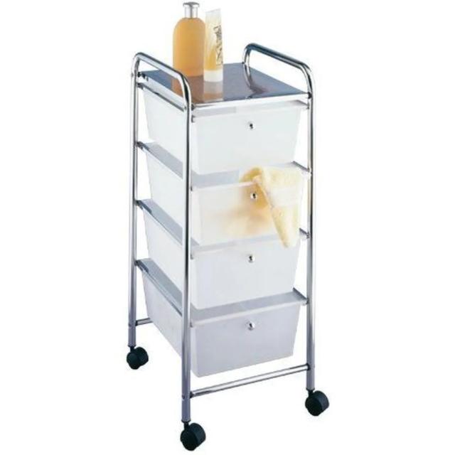 Desserte SDB 4 Tiroirs Messina Blanc Chromé - D 33 x 80.5 x 39 cm