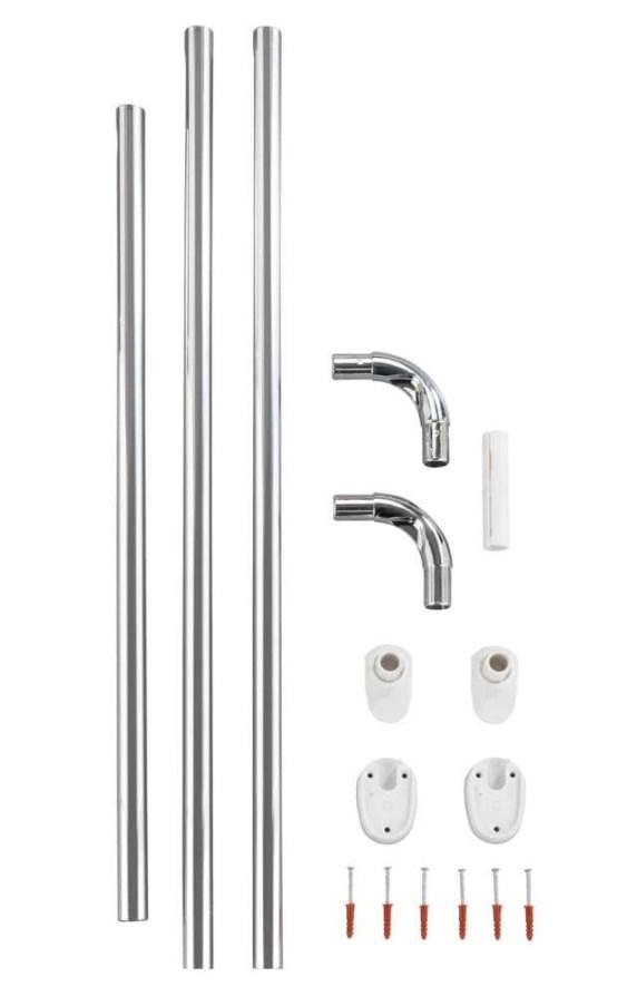 BARRE DOUCHE ANGLE D.25MM UNIVERSELLE CHROME