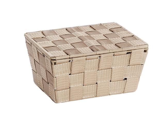 Corbeille salle de bain avec couvercle adria beige