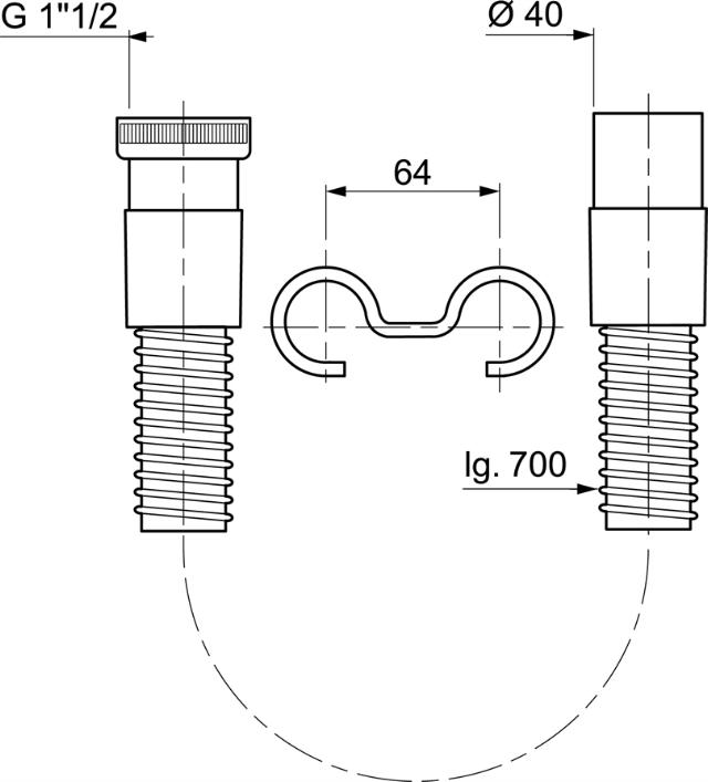 Raccord PVC long. 700 mm Ø 40 mm