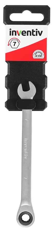 Clé mixte à cliquet 7mm chrome vanadium - INVENTIV