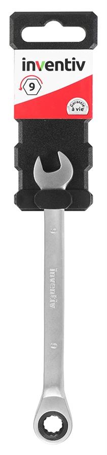 Clé mixte à cliquet 9mm chrome vanadium - INVENTIV