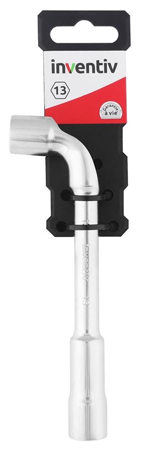 Clé à pipe débouchée 13mm 6/12 pans chrome vanadium - INVENTIV