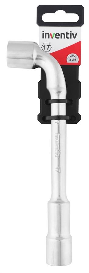 Clé à pipe débouchée 17mm 6/12 pans chrome vanadium - INVENTIV