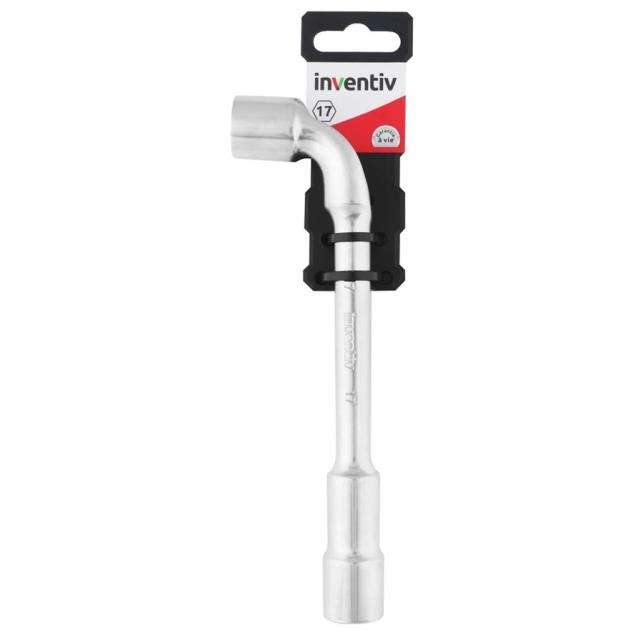 Clé à pipe débouchée 17mm 6/12 pans chrome vanadium - INVENTIV