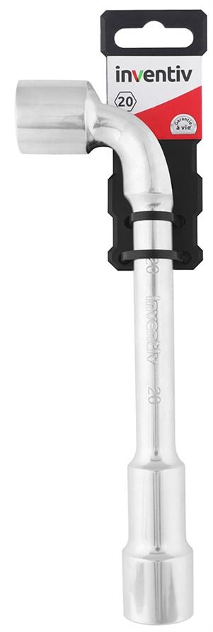 Clé à pipe débouchée 20mm 6/12 pans chrome vanadium - INVENTIV