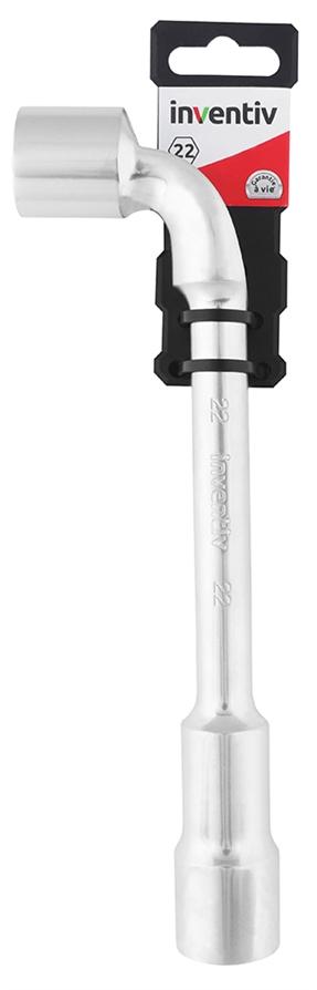 Clé à pipe débouchée 22mm 6/12 pans chrome vanadium - INVENTIV