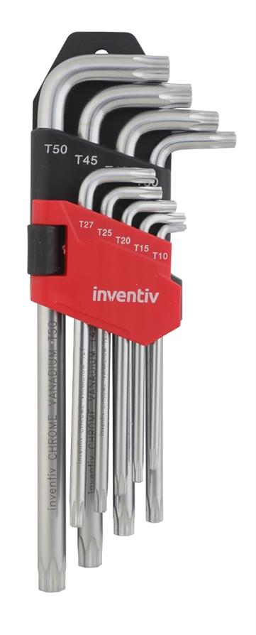 Ratelier de 9 clés torx 1,5 à 10mm chrome vanadium - INVENTIV