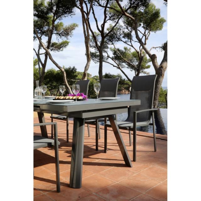 Table noisette 220/340x100 verre texture
