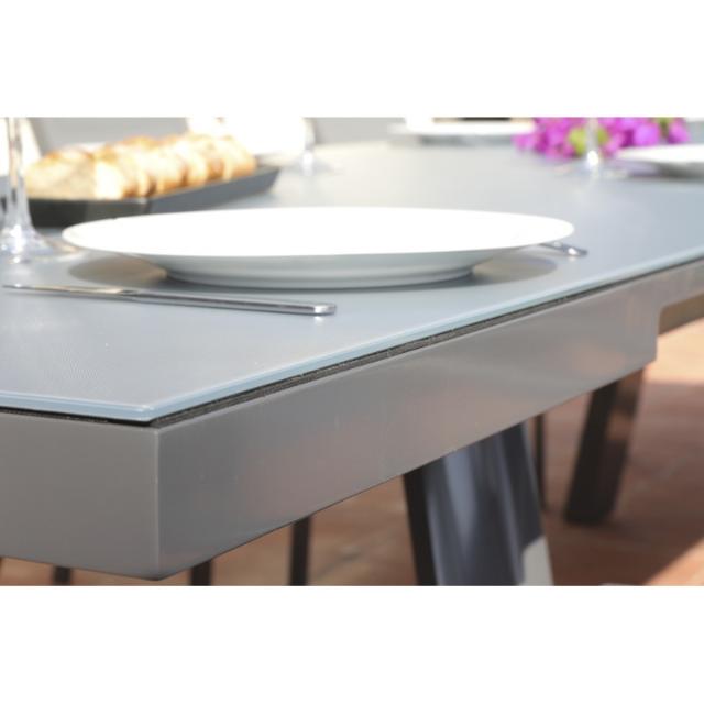 Table noisette 220/340x100 verre texture