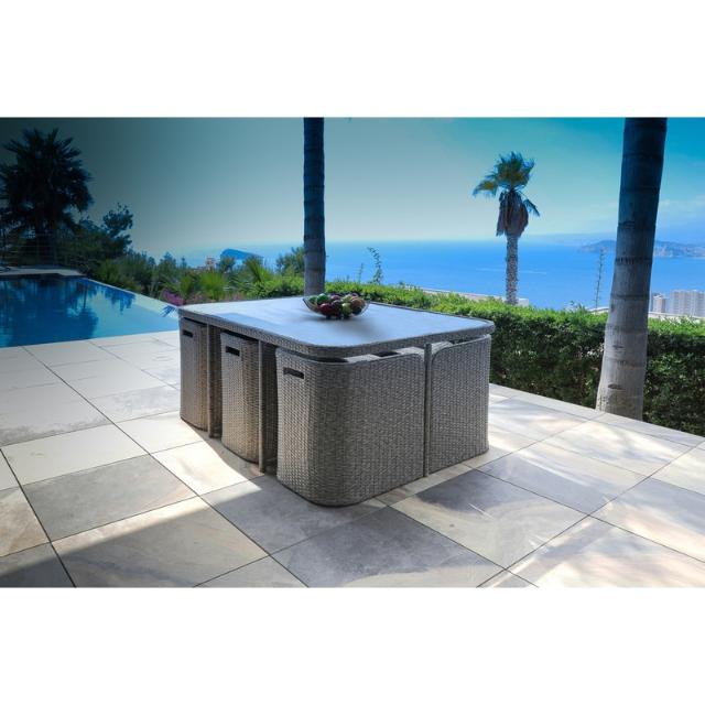 Salon repas 7 pieces thym+housse tabl +6faut