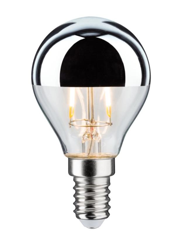 Ampoule LED E14 sphérique calotte réfle 2,6W 220lm 2700K Argent 230V