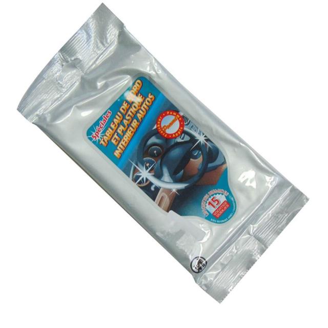 Sachet 15 lingettes nettoyantes plastique