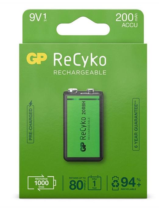 Blister 1 pile rechargeable recyko+9v 200mah