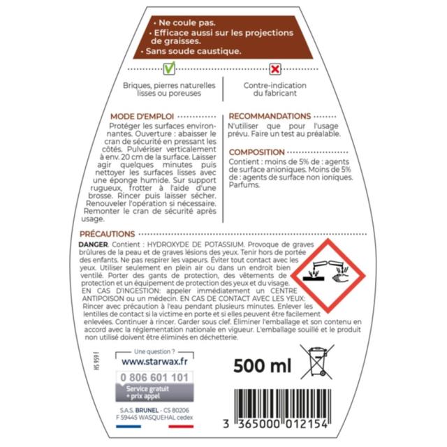 Nettoyant Pierres et Briques pour Cheminée 500ml - STARWAX