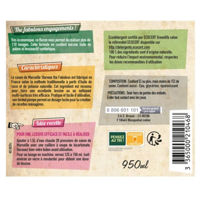 Savon de Marseille Liquide 950ml - STARWAX THE FABULOUS