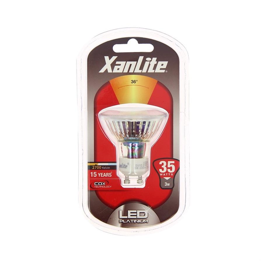 Ampoule LED SMD Transparent GU10 230lm 90° 3,5W Blanc chaud - XANLITE