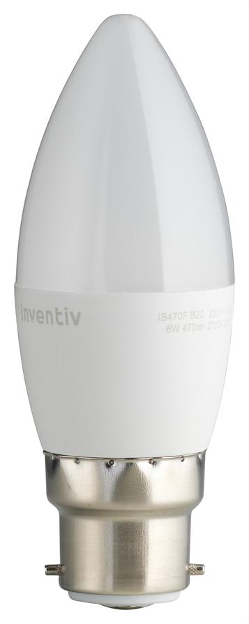 Ampoule led flamme B22 470lm 6W Ton chaud - INVENTIV