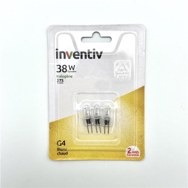 2 ampoules halogènes G4 375lm 20W Ton chaud - INVENTIV