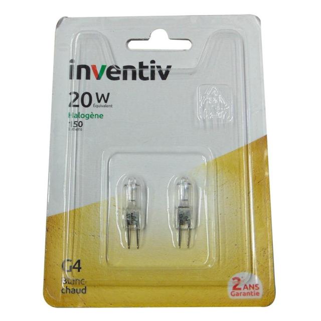 2 ampoules halogènes G4 10W 2900K dimmable - INVENTIV