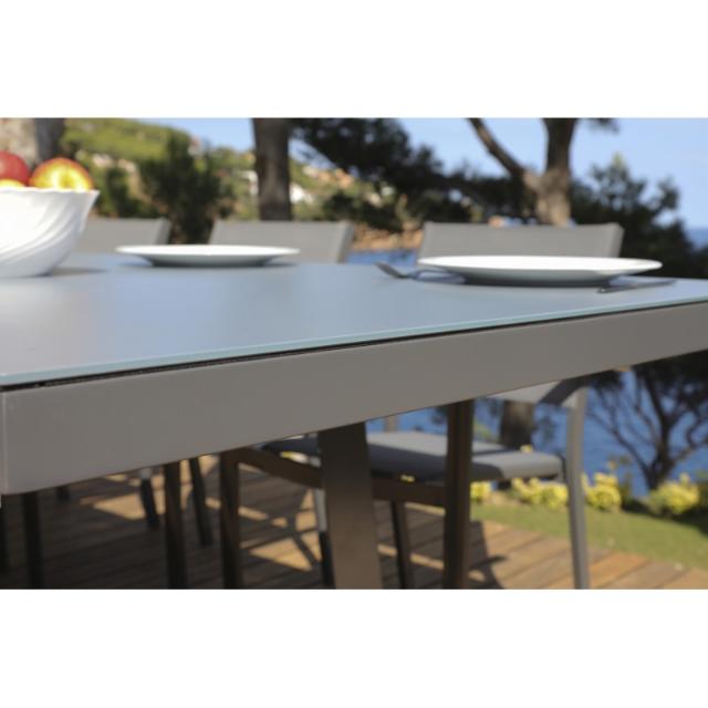 Table abricot 190/250x100 verre texture