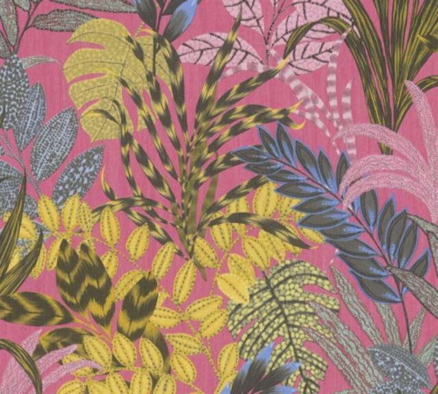 Papier Peint Vinyl Lourd Intissé Mur Vegetal Rose Doré 10x0,53m
