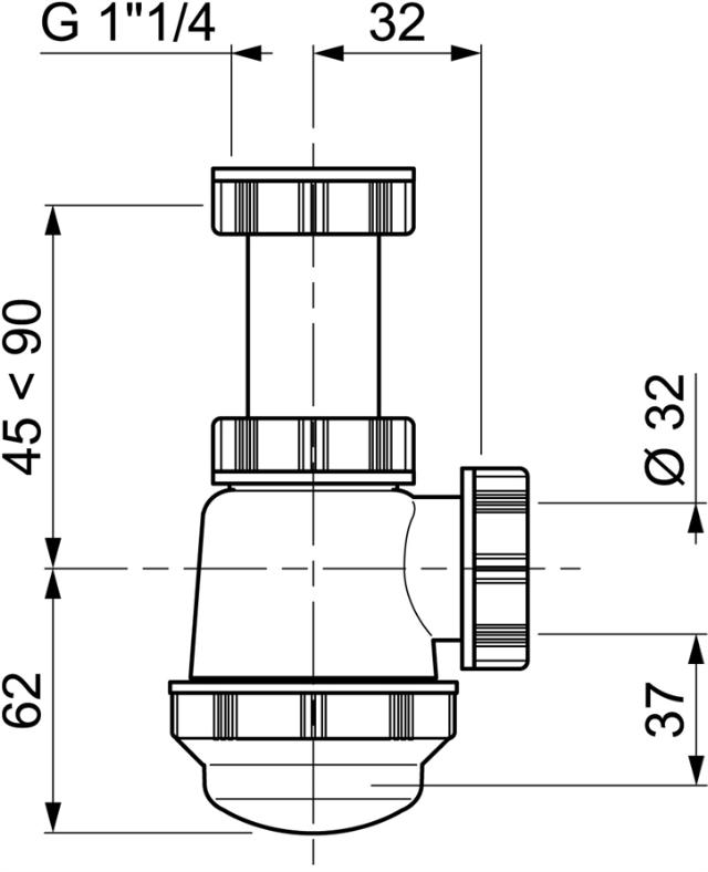 Siphon de lavabo/bidet à culot court - WIRQUIN