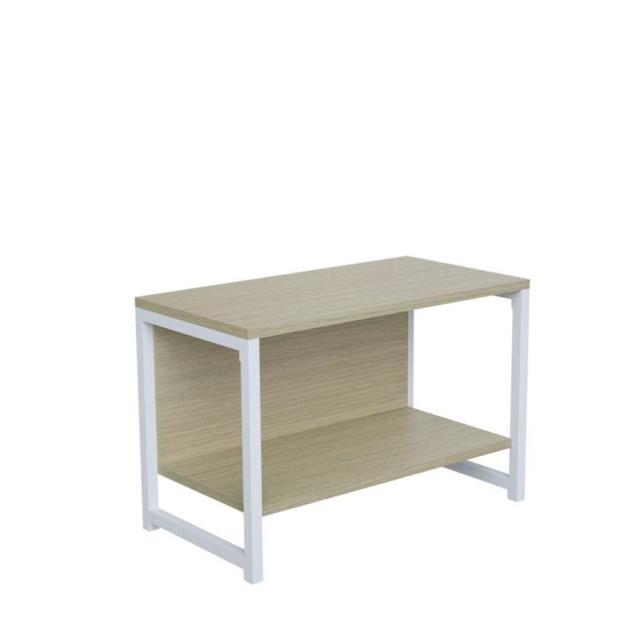 Meuble Appoint Bois Métal Blanc - 60x31,5x40cm