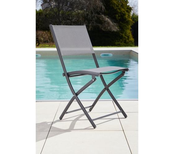 CHAISE PLIANTE ALU ANTHRACITE