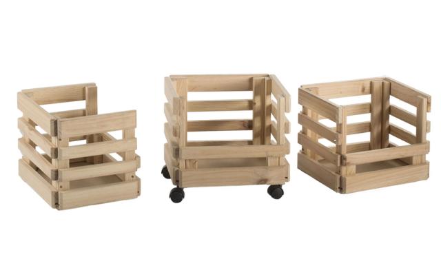 3 Caisses de Rangement Empilables pour Légumes 90x38x30cm + 4 Roulettes - ASTIGARRAGA
