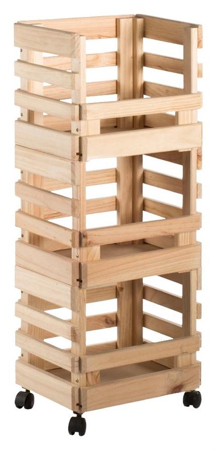 3 Caisses de Rangement Empilables pour Légumes 90x38x30cm + 4 Roulettes - ASTIGARRAGA