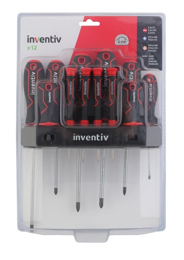 Jeu de 12 tournevis chrome vanadium - INVENTIV