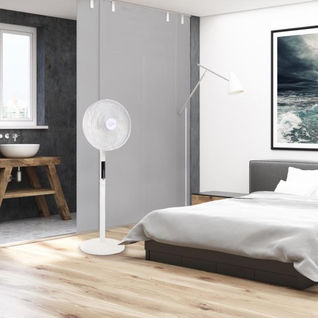 AIR-LIGHT RING - Ventilateur sur pied & Brasseur d'air blanc Ø40cm 70W avec couronne d'éclairage LED