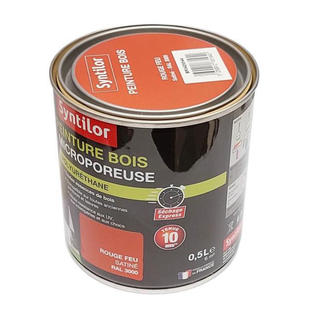 Peinture bois ultra prot. 0,5l rouge feu 3000