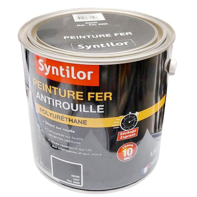 Peinture fer ultra prot.1,5l noir mat 9005