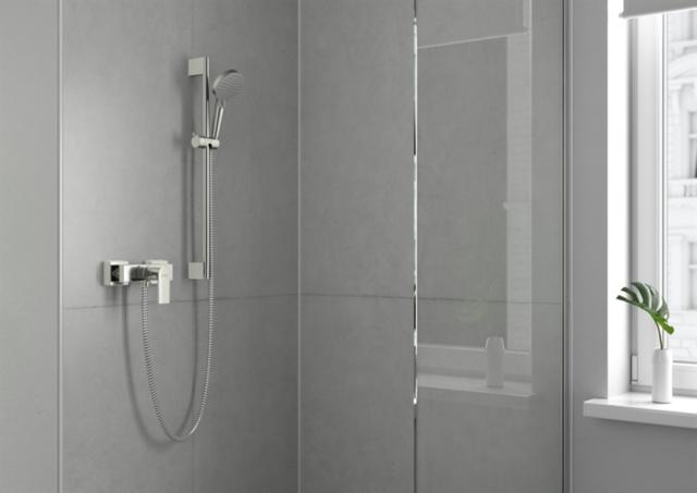 Ensemble Vernis Blend avec douchette 2 jets + barre de douche Unica 65cm Chromé - HANSGROHE
