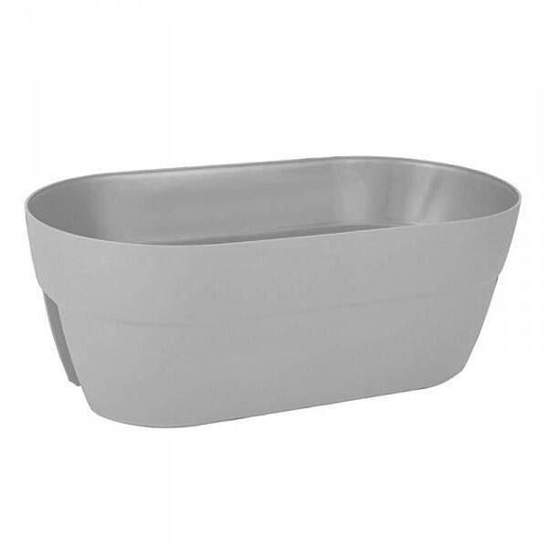 Jardinière 55 Cm Cancun EDA Dim. 54,9 X 29 X 20,6 Cm Puits D''Évacuation D''Eau Coloris Gris Béton 19,5 EDA