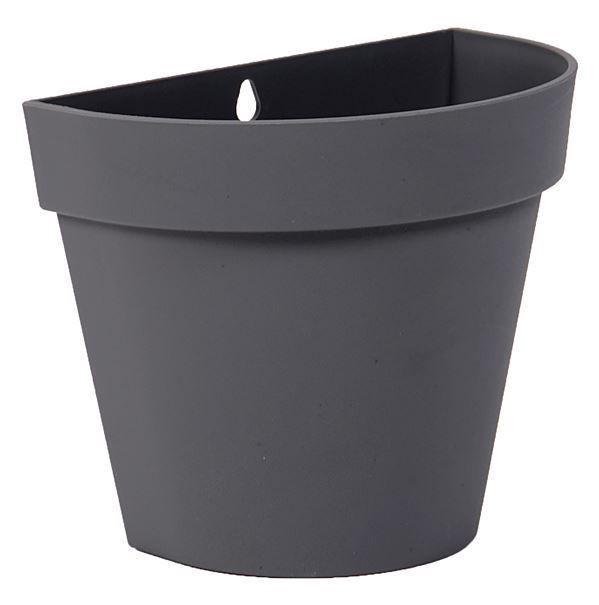 POT MURAL TOSCANE DEMI-ROND 17CM GRIS GALET